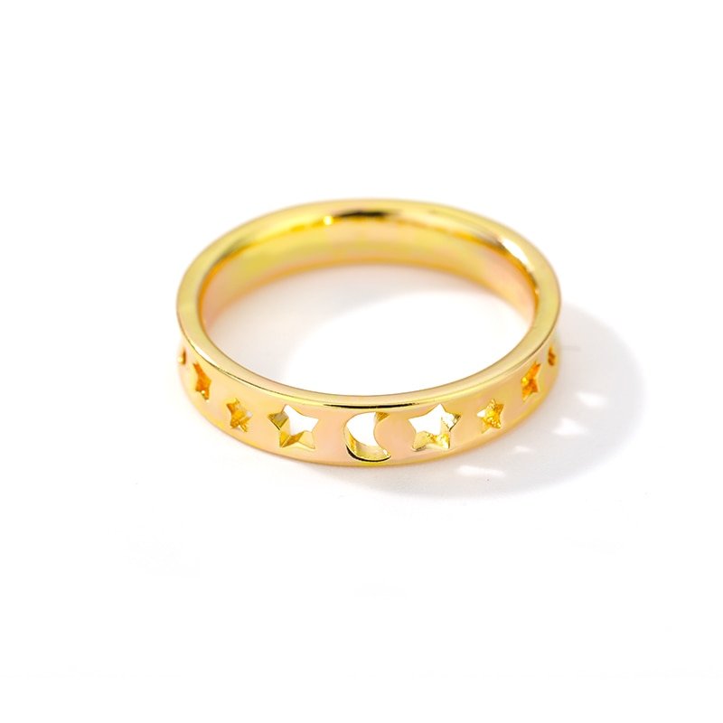 Hollow Star And Moon Ring - Elementsofthewitch