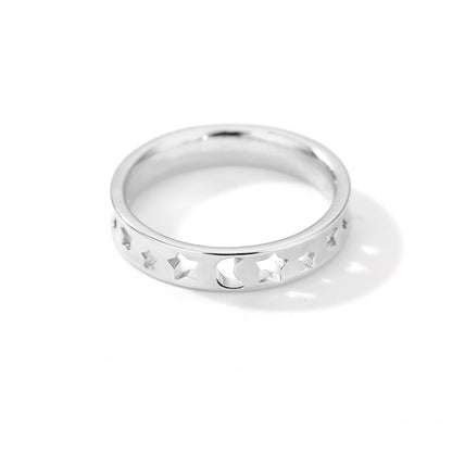 Hollow Star And Moon Ring - Elementsofthewitch