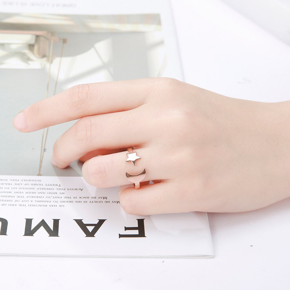 Lovely Moon Star Ring - Elementsofthewitch