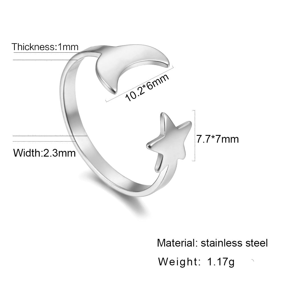 Lovely Moon Star Ring - Elementsofthewitch