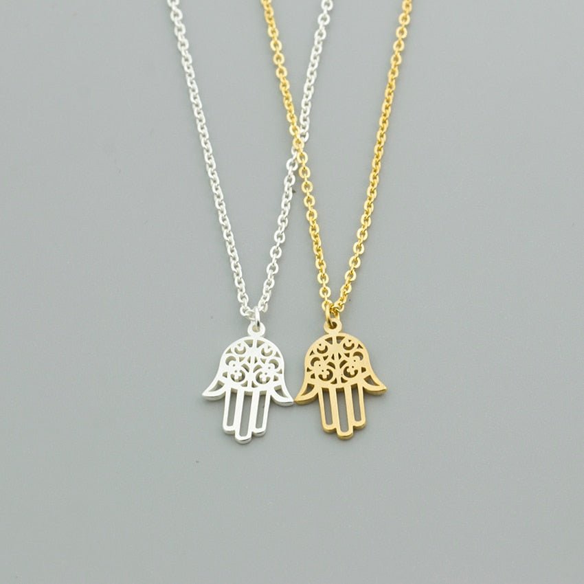 Luna Hamsa Hand Pendant Necklace - Elementsofthewitch