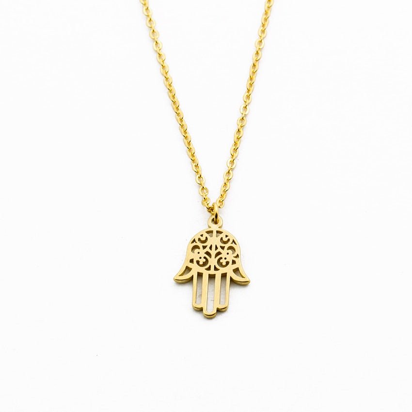 Luna Hamsa Hand Pendant Necklace - Elementsofthewitch