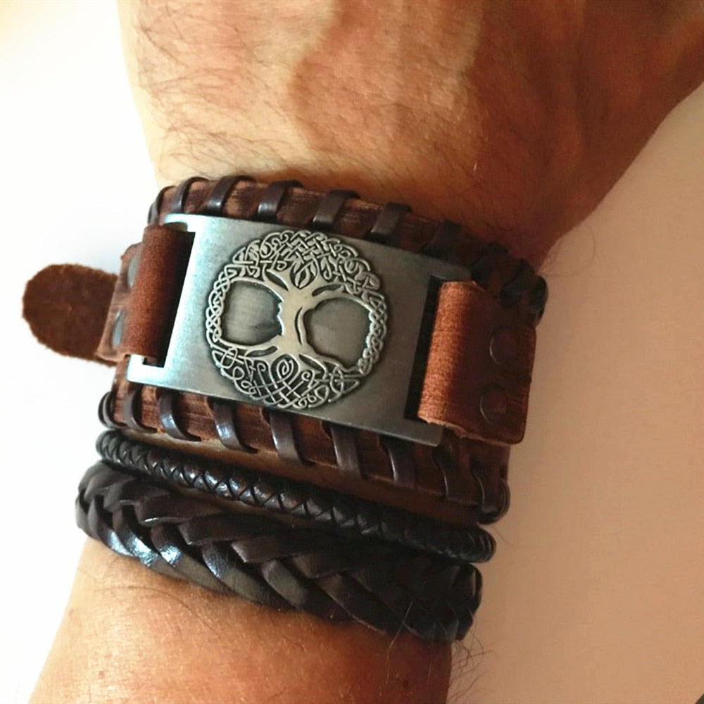 Tree of Life Vintage Leather Bracelets - Elementsofthewitch