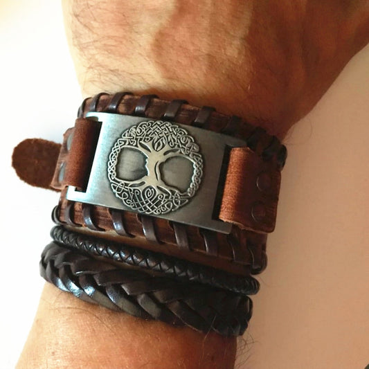 Tree of Life Vintage Leather Bracelets - Elementsofthewitch
