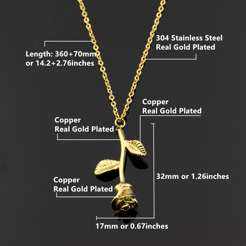 Rose Flower Pendant Necklace - Elementsofthewitch