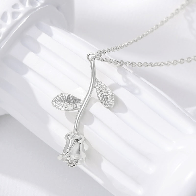 Rose Flower Pendant Necklace - Elementsofthewitch