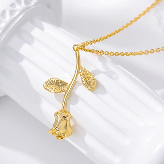 Rose Flower Pendant Necklace - Elementsofthewitch