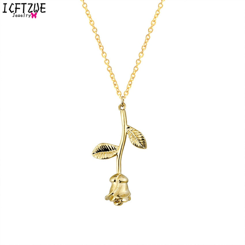 Rose Flower Pendant Necklace - Elementsofthewitch