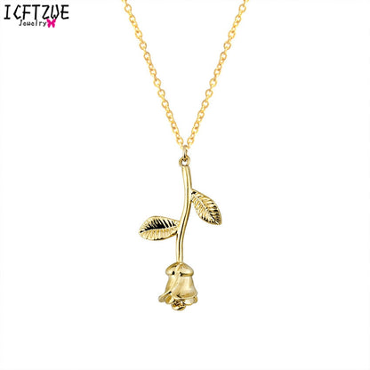 Rose Flower Pendant Necklace - Elementsofthewitch
