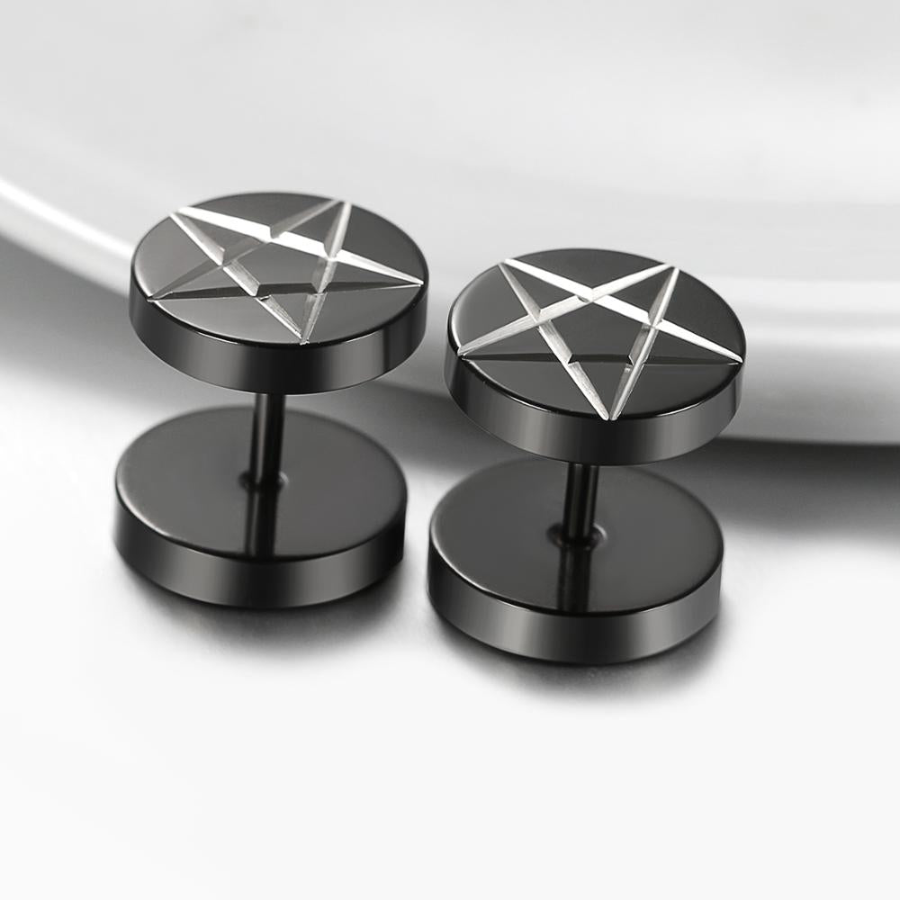Stainless Steel Pentagram Stud Earrings - Elementsofthewitch