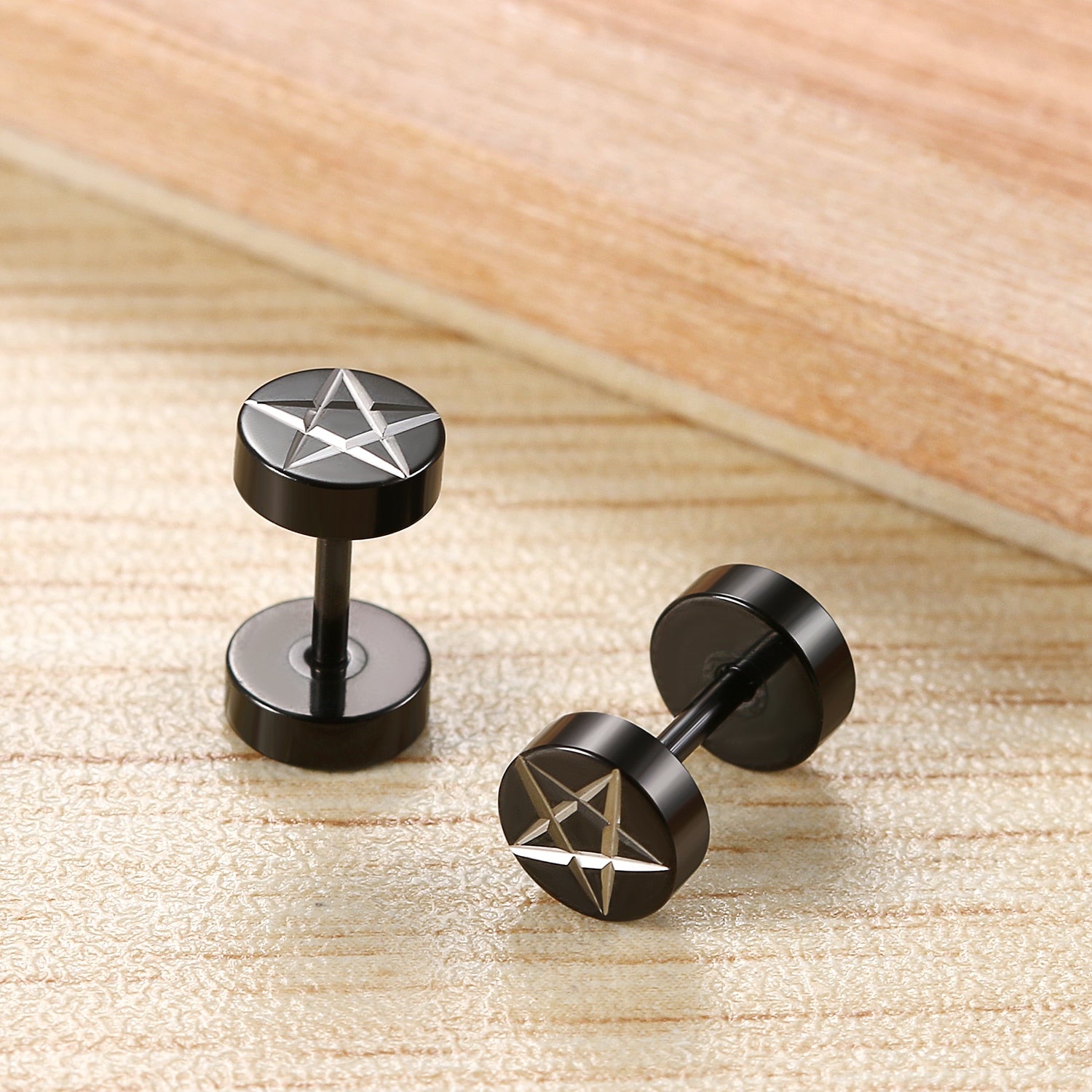 Stainless Steel Pentagram Stud Earrings - Elementsofthewitch