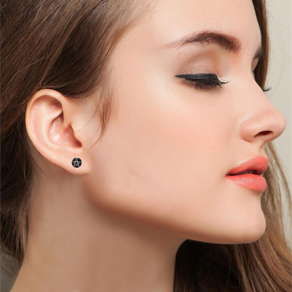 Stainless Steel Pentagram Stud Earrings - Elementsofthewitch